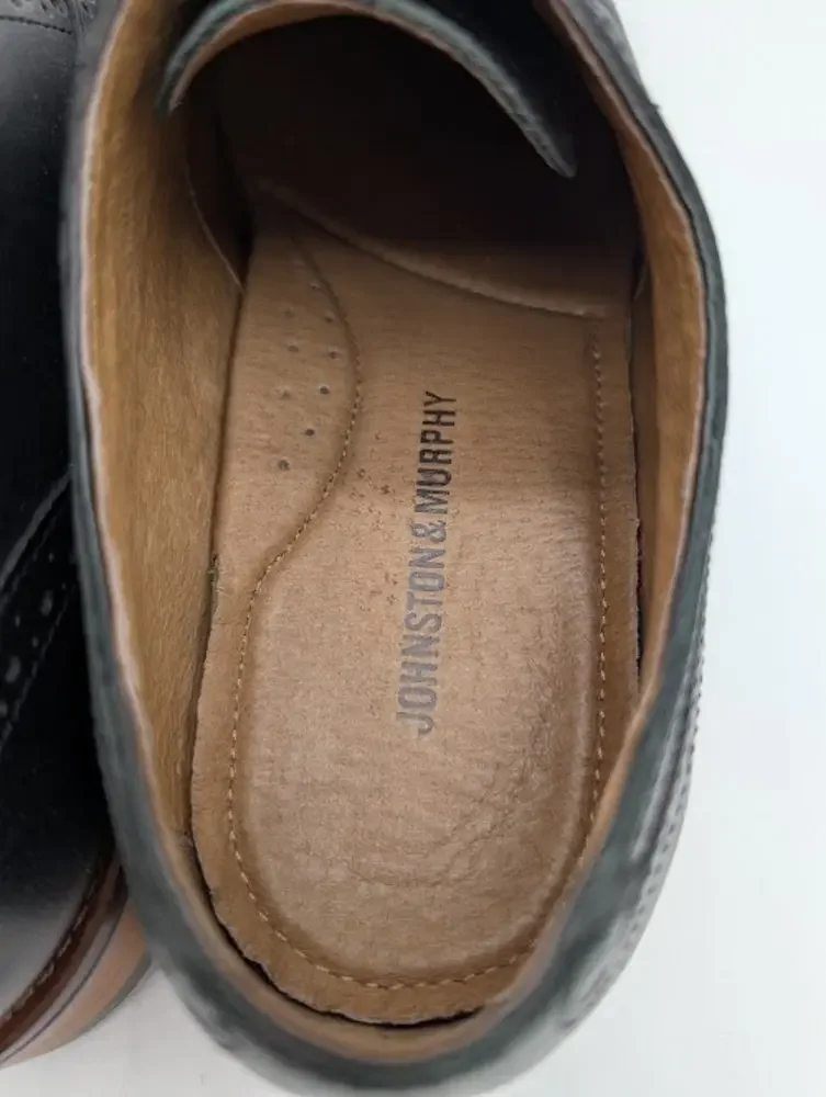 Johnston And Murphy Conrad Leather Cap Toe Mens Size‎ 9 Black Lace Up Oxford